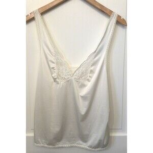 Vtg 60s 70s Ivory Nylon Lace Camisole Made ILGWU Size 38 Coquette Minimalist USA